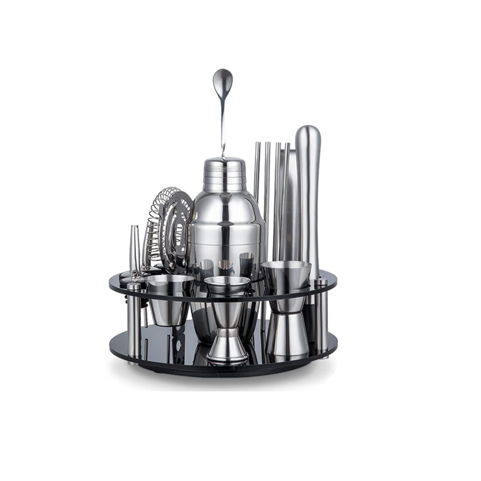 Shaker Cocktail Kit de Barman, kit de Cocktail Shaker Set Outils à Barres en Acier Inoxydable avec Support Rotatif, Accessoires de Bar for la Barre de la Maison Set à Cocktail (Color : A)