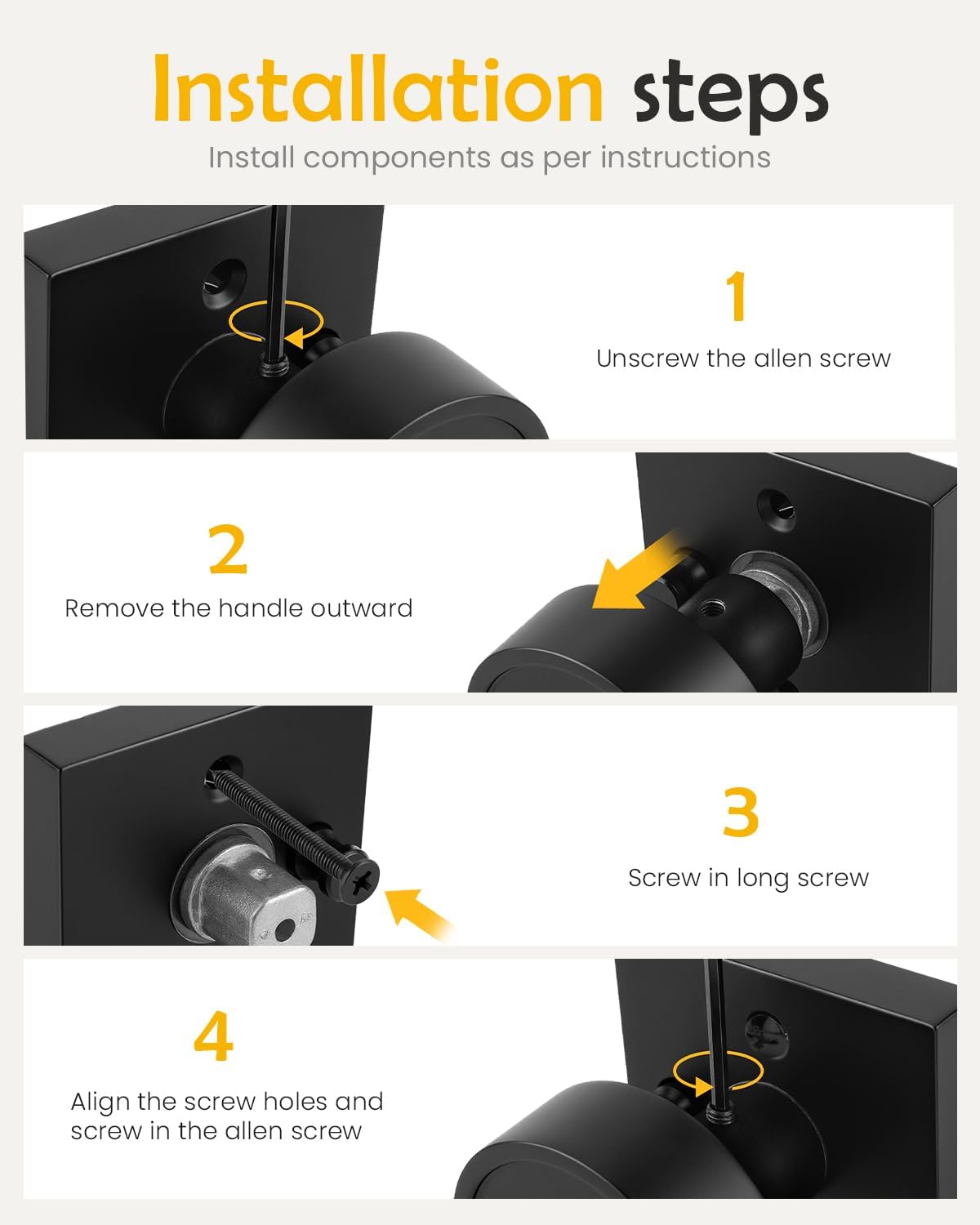 Goldenwarm Black Door Knobs Interior, Matte Black Privacy Door Knobs for Bedroom and Bathroom, Heavy Duty Interior Door Knob Bulk - Modern & Square(6 Pack)