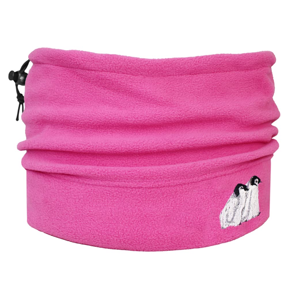 Teddyt's Women's Pink Embroidered Penguin Thermal Toggle Snood Scarf (Pink)