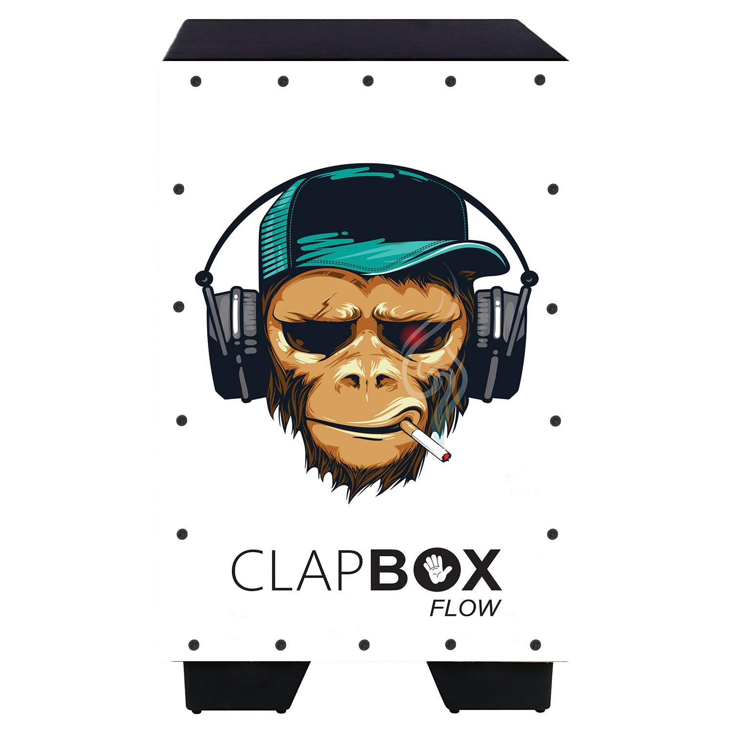 Clapbox Flow Graphic Cajon- Walnut wood (H:50 W:30 L:30) - 3 Internal Snares, Black (Disco) (Smoking Monkey) — Amazon image 2