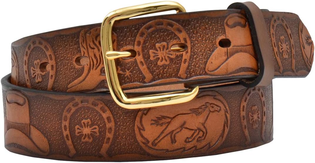 3D 1 1/4" Brown Boys' Western Fashion Belt