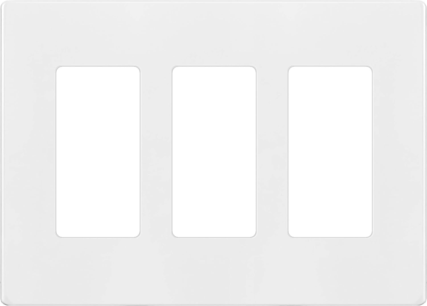 ENERLITES Screwless Decorator Wall Plate Child Safe Cover, Size 3-Gang 4.68" H x 6.53" L, Unbreakable Polycarbonate Thermoplastic, SI8833-W, Glossy, White Standard Size White