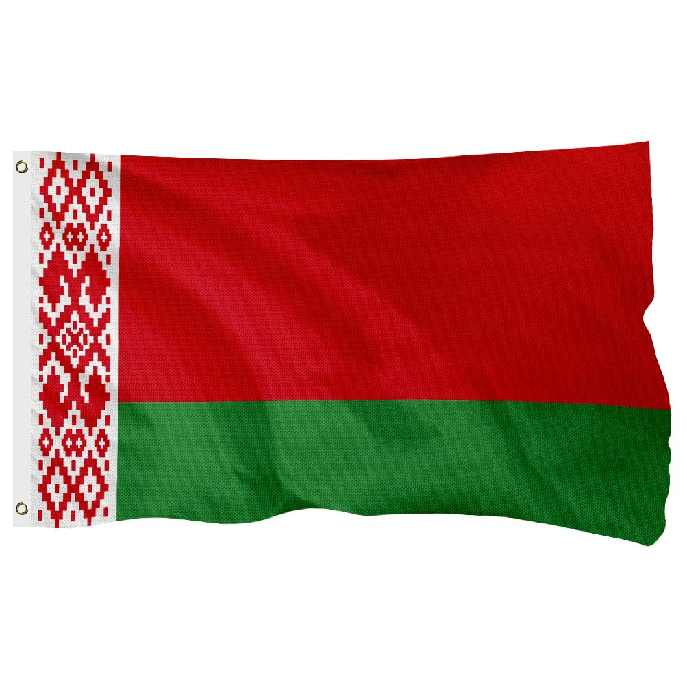 Belarussische Flagge, 2,3 x 3,6 m, für den Außenbereich, Weißrussland-Nationalflagge aus verstärktem 400D-Polyester mit 2 Messingösen, farbecht und strapazierfähig, für den Außenbereich, reine