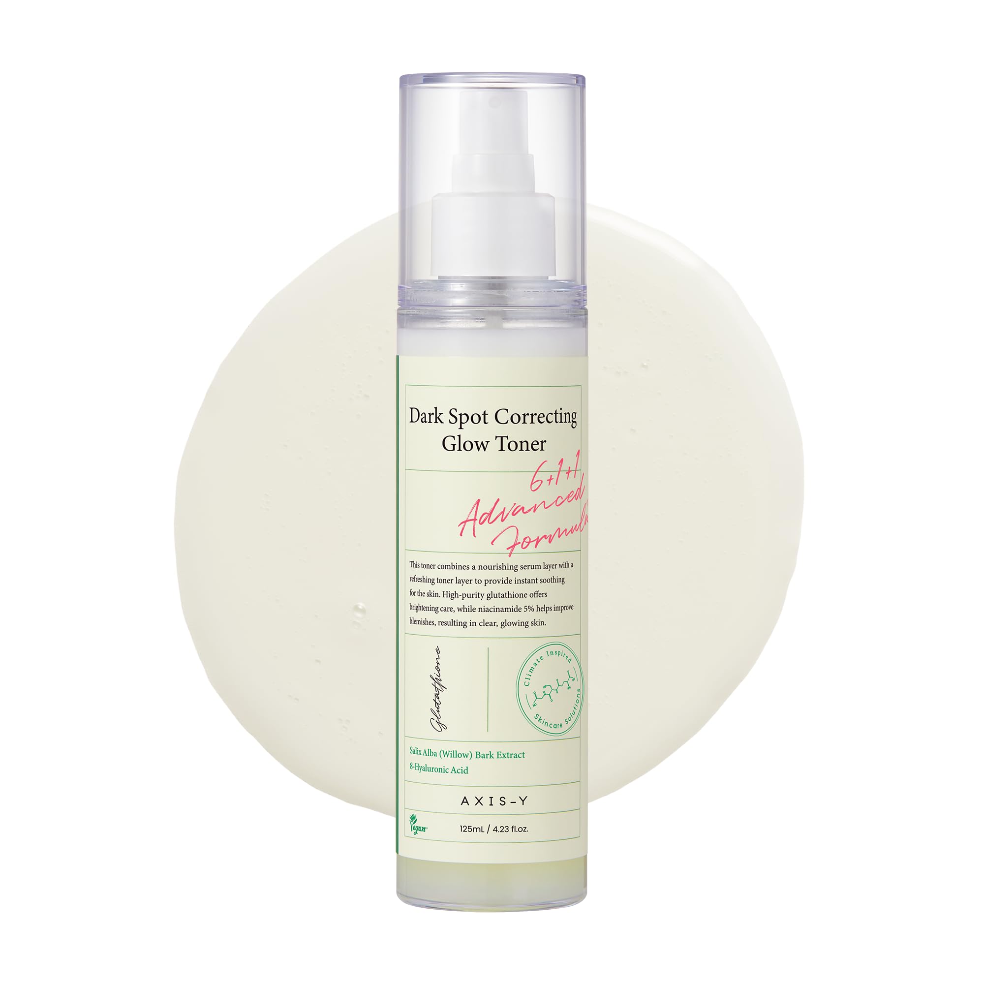 AXIS-Y Dark Spot Correcting Glow Toner - Brightening & Hydrating with 5% Niacinamide, Glutathione & Hyaluronic Acid - Vegan Korean Skin Care Exfoliator Face Toner for All Skin Types - 4.22 fl. oz.