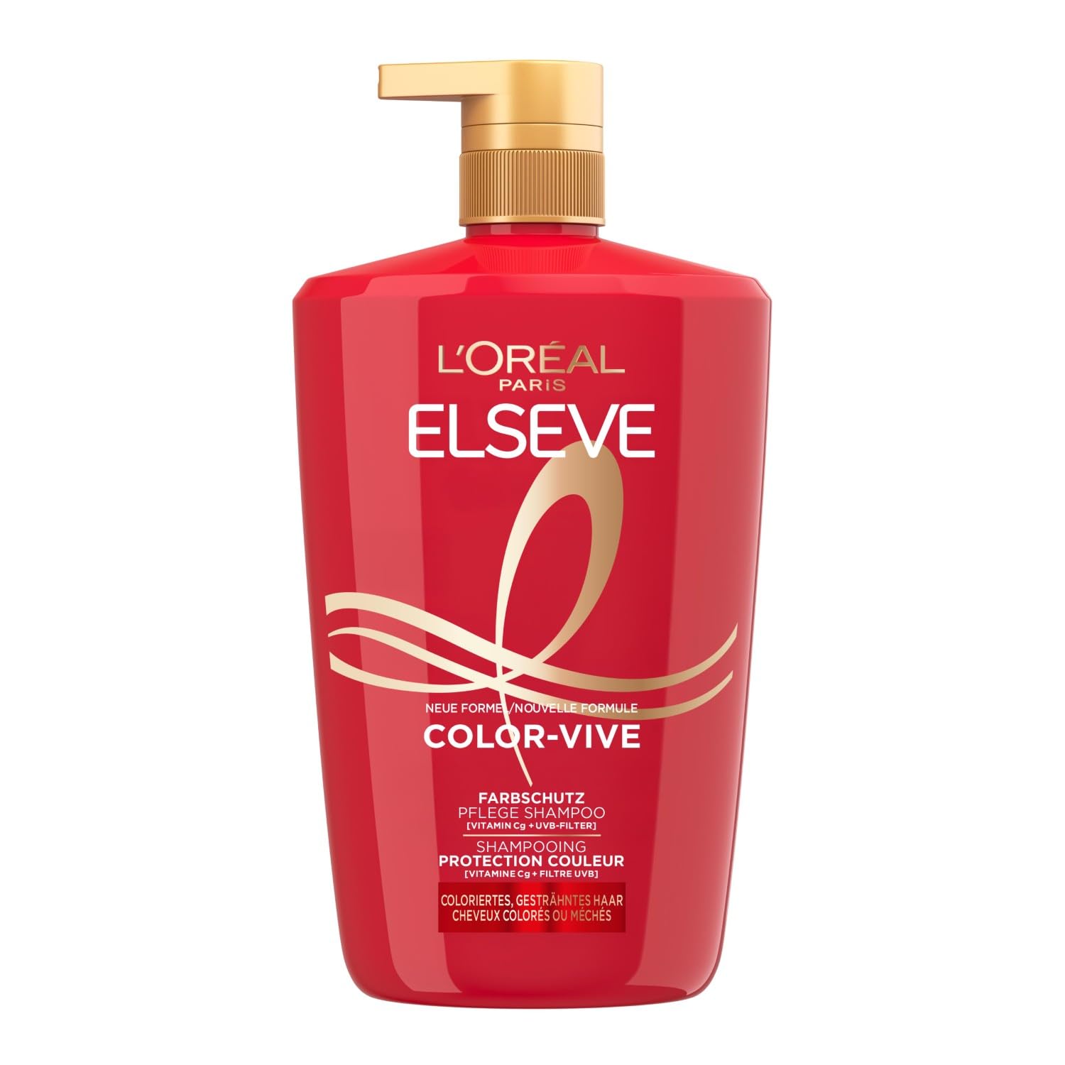 L'Oréal Paris - Shampooing Soin Protection Couleur - Protection Couleur Jusqu'à 10 Semaines - Pour Tous Types de Cheveux Colorés ou Méchés - Enrichi en Pivoine et Filtre UV - Elseve Color-Vive - 1L