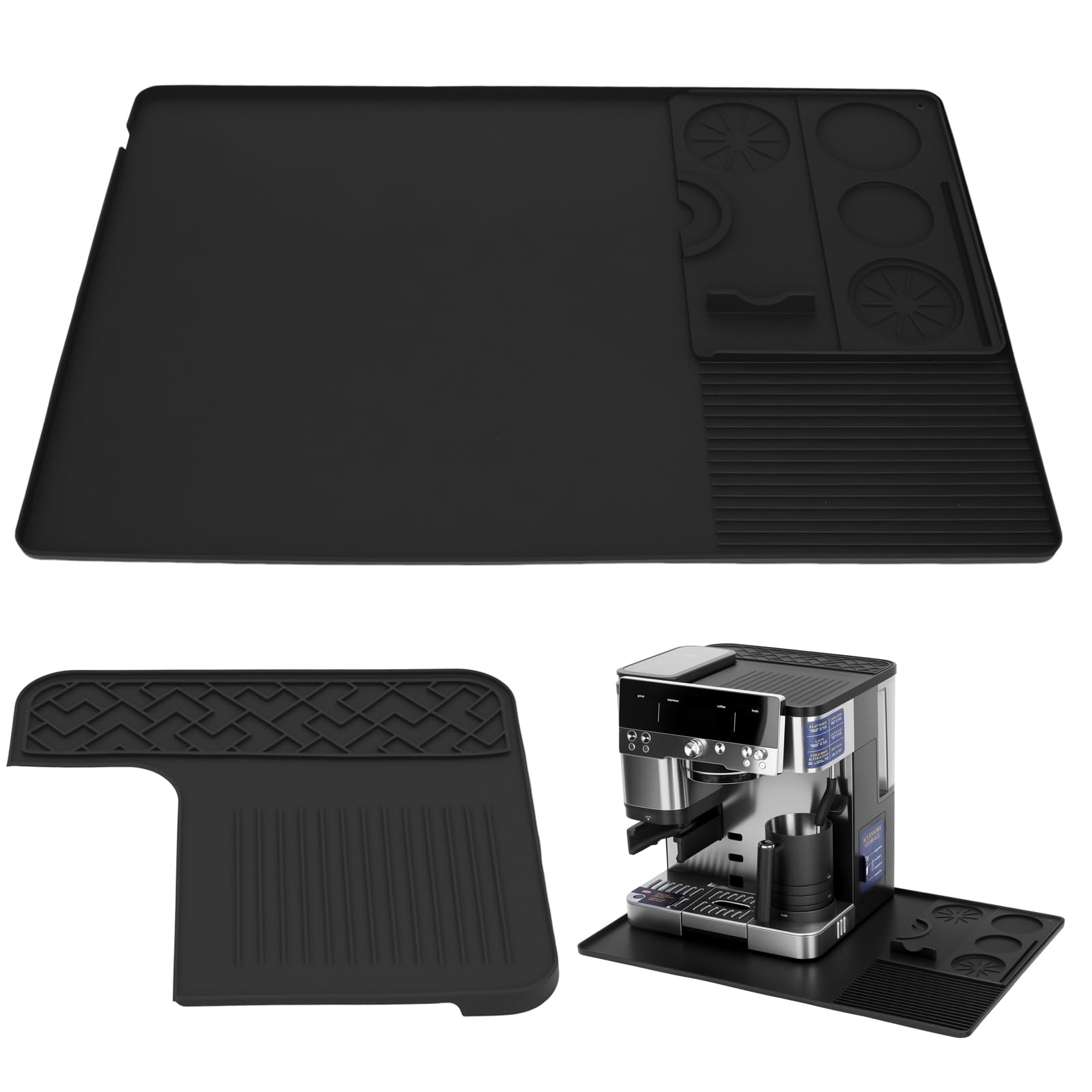 EZHPYK Silicone Top Mat and Coffee Maker Mat for Ninja Luxe Cafe Espresso Machine ES601 – Food Grade Silicone Coffee Bar Mat for Ninja luxe Cafe Accessories – Waterproof Non-Slip Espresso Tamper Mat