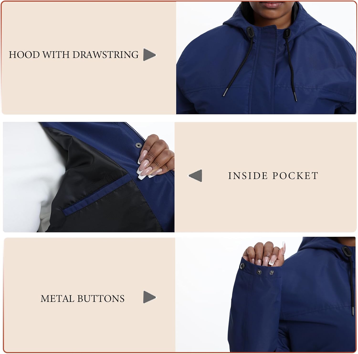 Women's Plus Size Lightweight Windproof Jacket, Water-Resistant Windbreaker Jacket with Hood for Traveling, Hiking, Daily - Image 5