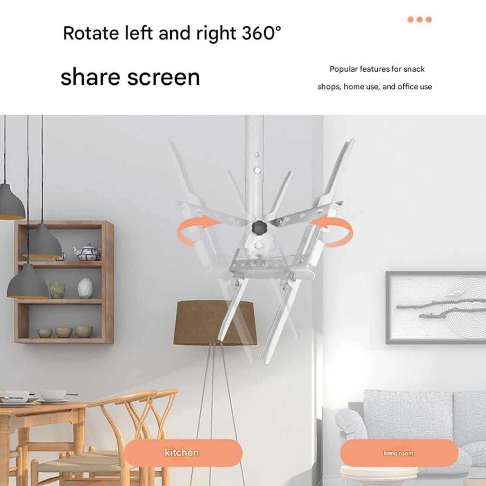 Soporte de Techo Blanco para TV LCD, Soporte telescópico Giratorio Universal para Cajas de luz publicitarias, Altura Ajustable y telescópico(32"-55" TV,3m)