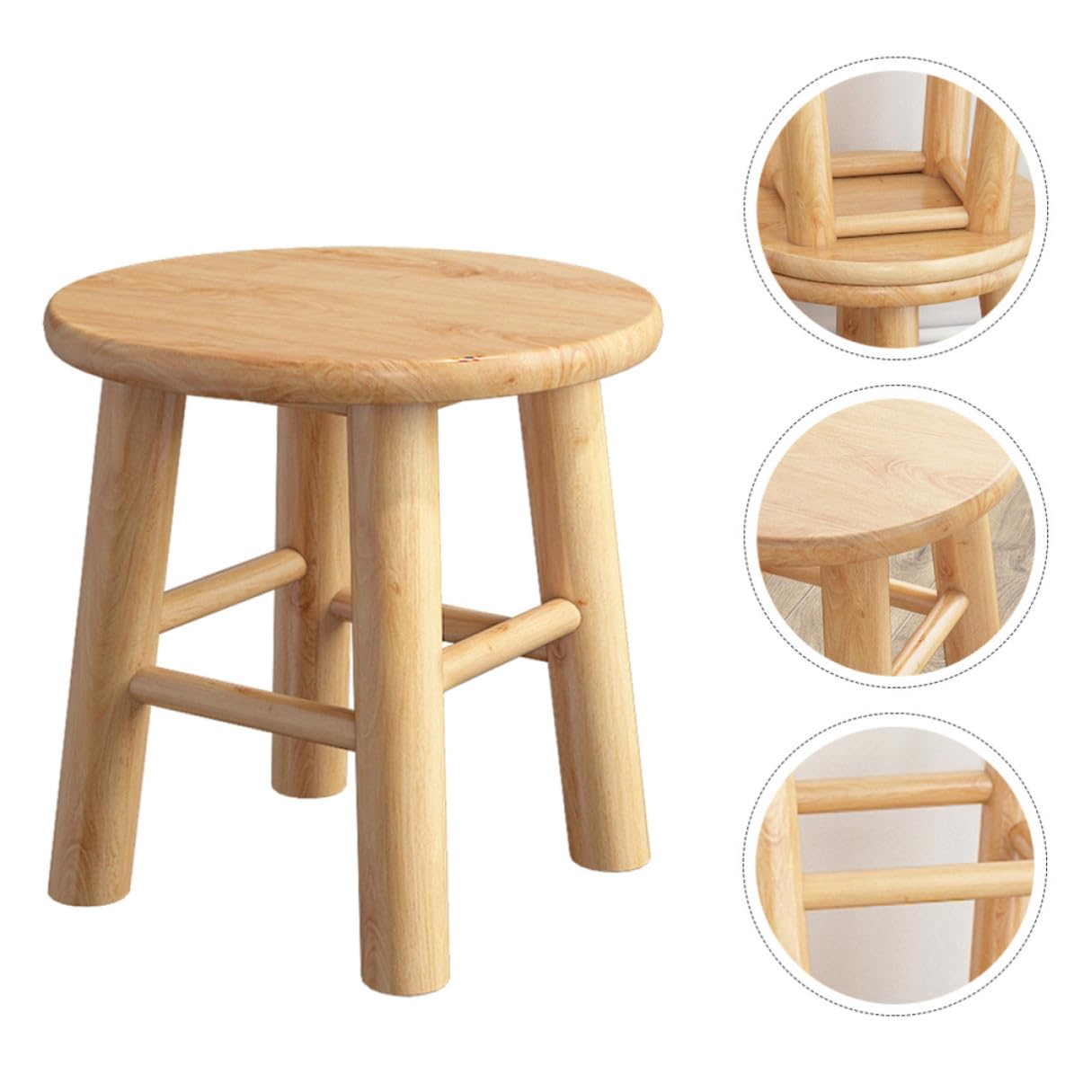 Tritthocker aus Massivem Holz Leichter und Einfach zu Bewegender Holzfußschemel für Zuhause und Picknick Stabiler Kleiner Holzhocker