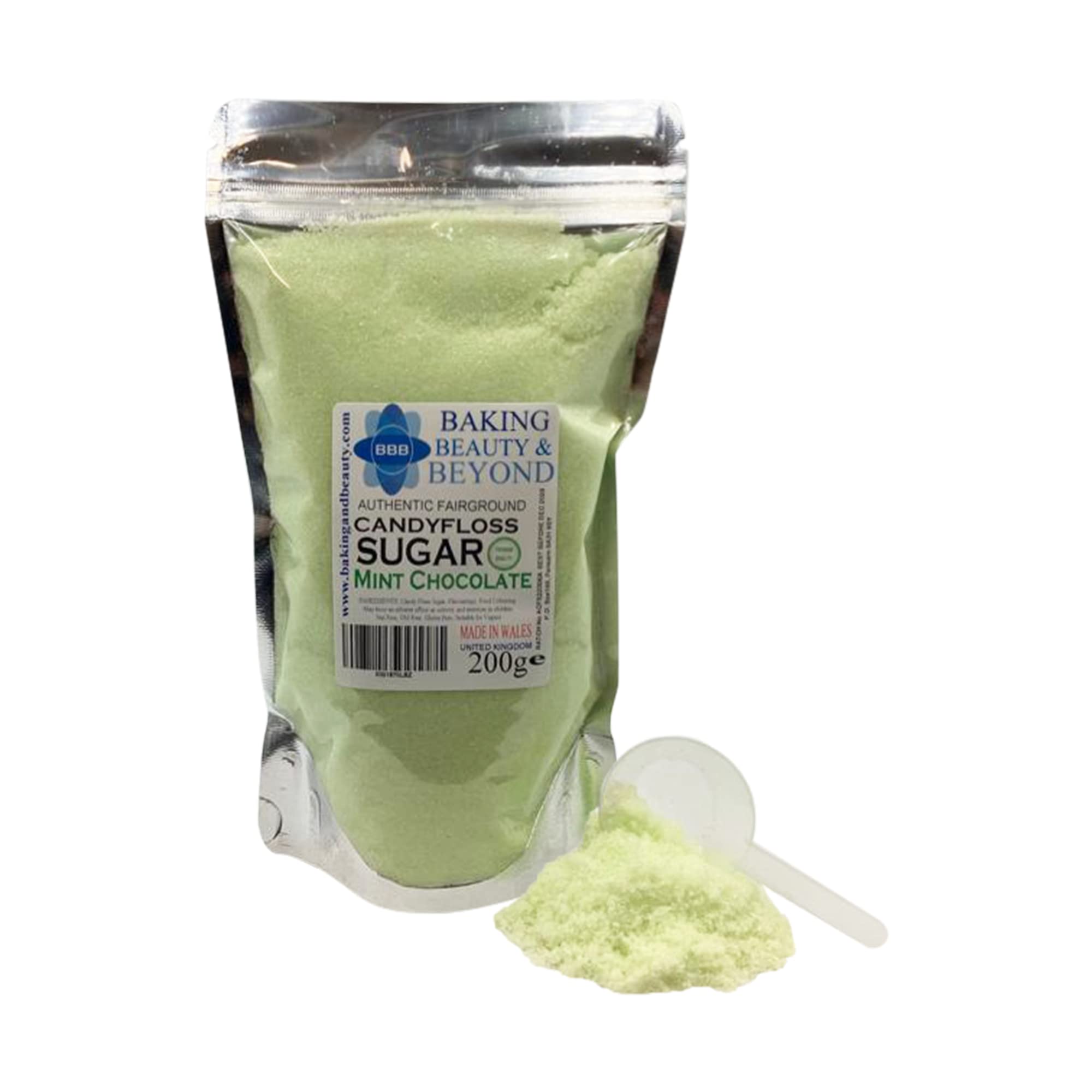 Baking Beauty and Beyond Premium Floss Sugar for Cotton Candy - Cotton Candy Flossing Sugar with Natural Ingredients, Perfect for Every Occasion, Bulk Floss Sugar 200g - Mint Chocolate Flavour