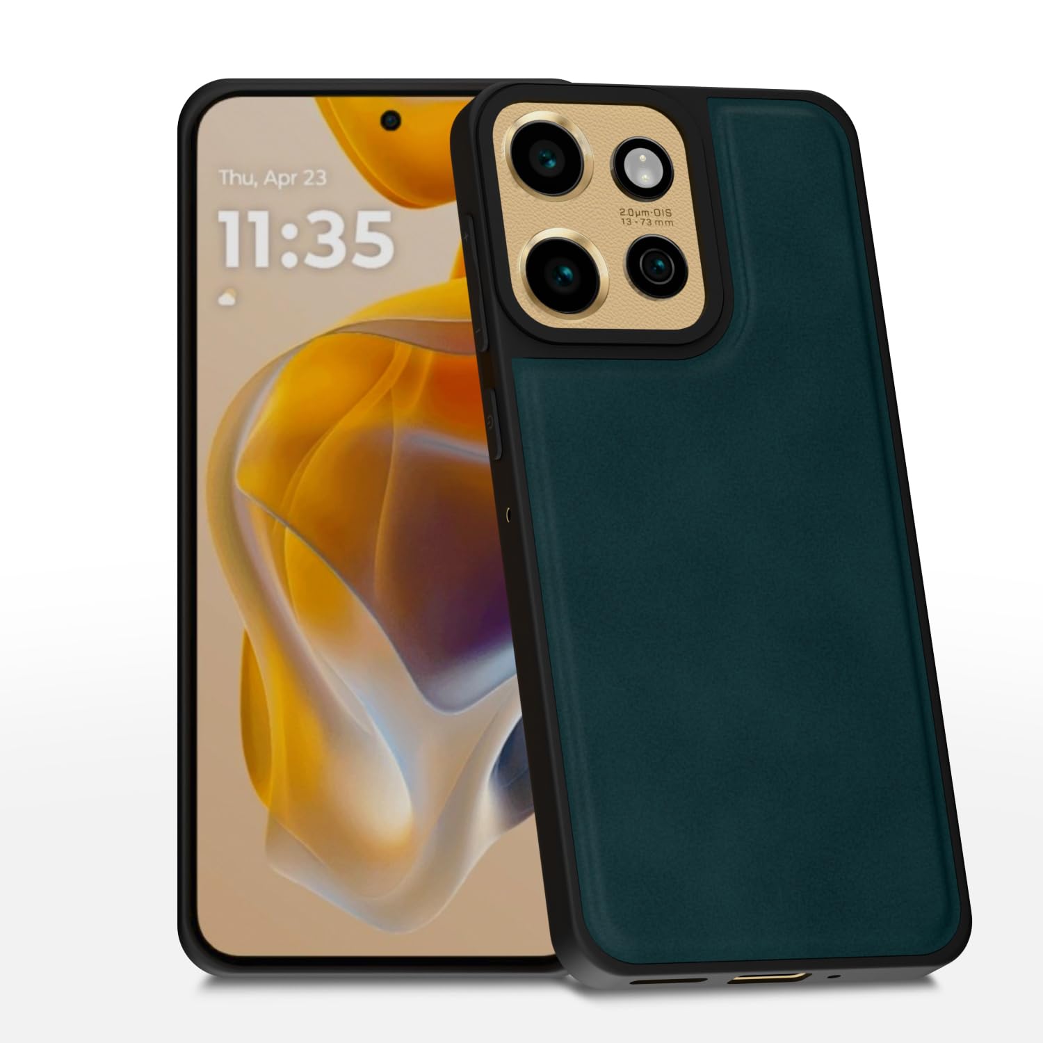 Amazon Basics Back Cover for Moto Edge 50 Neo 5G | Premium PU Leather | Soft Touch Finish | Full Camera Protection | Raised Edge Bumper Case (Green)