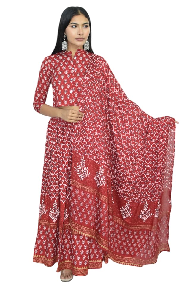 jaipur hand block Lehenga Chaniya LONG Choli Navratri Diwali dress matching DUPPATTA (SD117)-picture-14