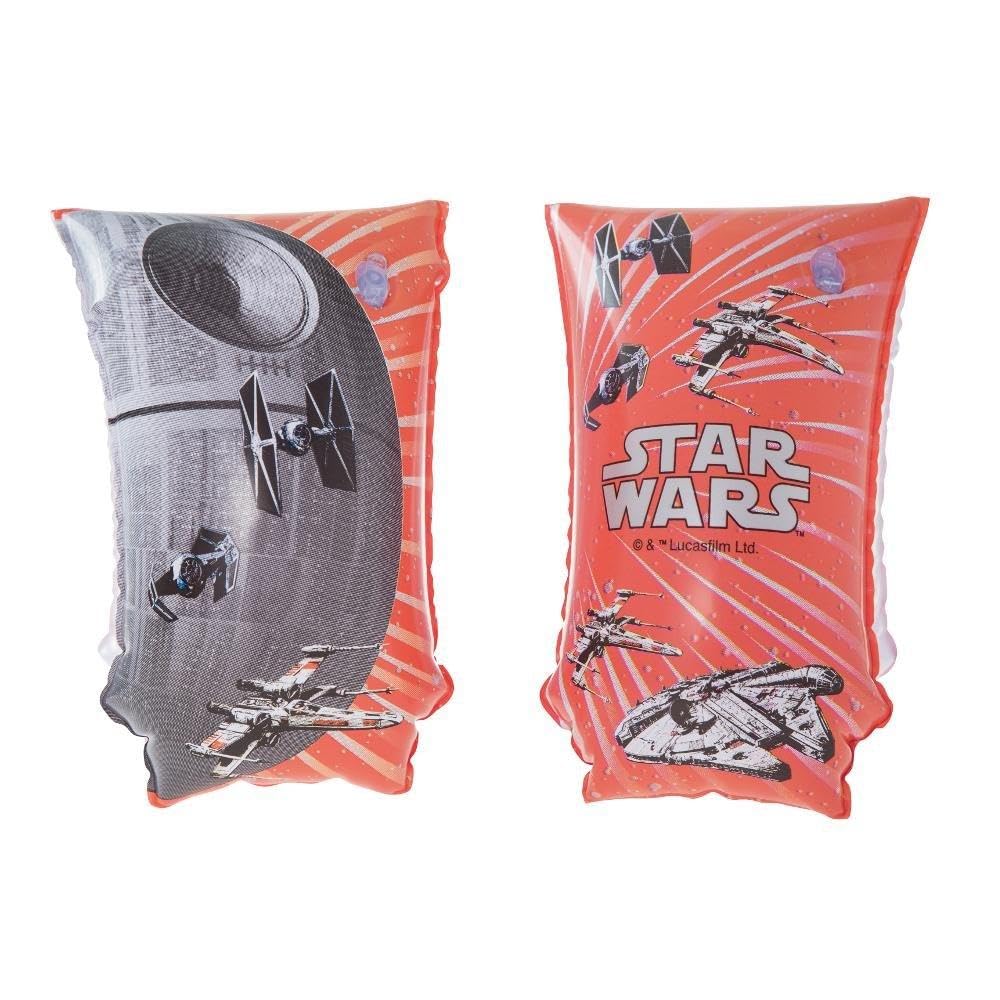 BESTWAY 91210 - Manguitos Hinchables Infantiles Diseño Star Wars Rojo y Gris 15x30 cm con Válvulas de Seguridad y 2 Cámaras de Aire para Niños de 6 a 12 años