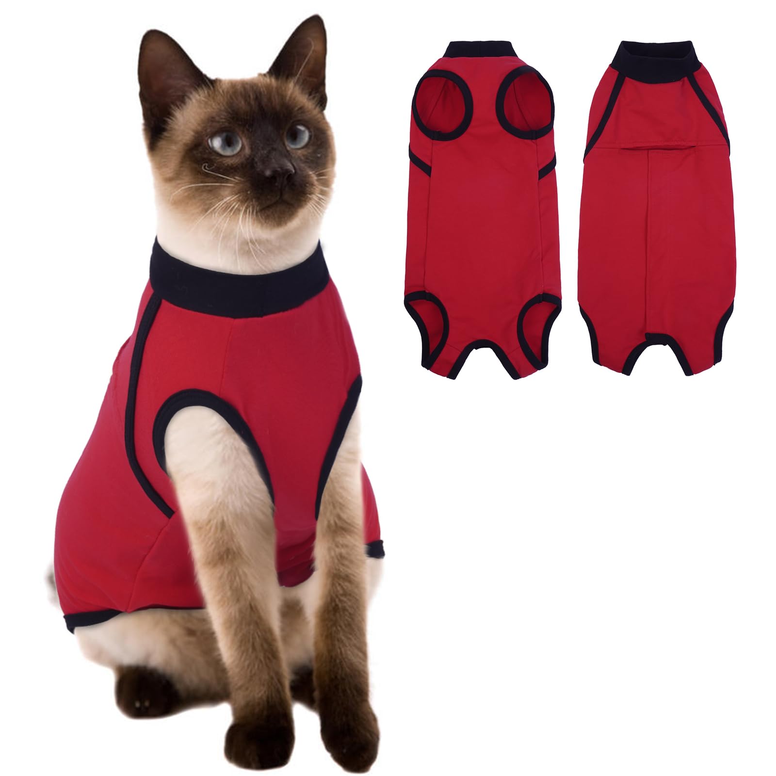 Hjyokuso Cat Recovery Suit Post Surgery, Breathable Cat Surgery Recovery Suit, Soft Cat Onesie for Abdominal Wounds, Spay, Female Cat Post Surgery Suit, Anti-Lick Shirt, E-Collar Alternative for Cats