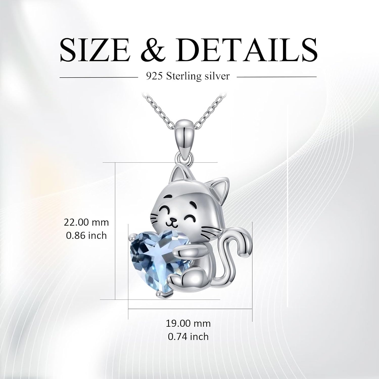 Cat Necklace for Women with Birthstone 925 Sterling Silver Cute Cat Pendant with 12 Birthstone Jewelry Gift Birthday Gift for Her - Image 5