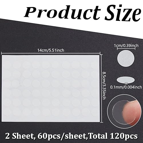 Miniatura 2 de 120 puntos de pegamento, puntos adhesivos de doble cara, puntos adhesivos blancos extraíbles, impermeables, pequeñas calcomanías, cuello, puntos, se