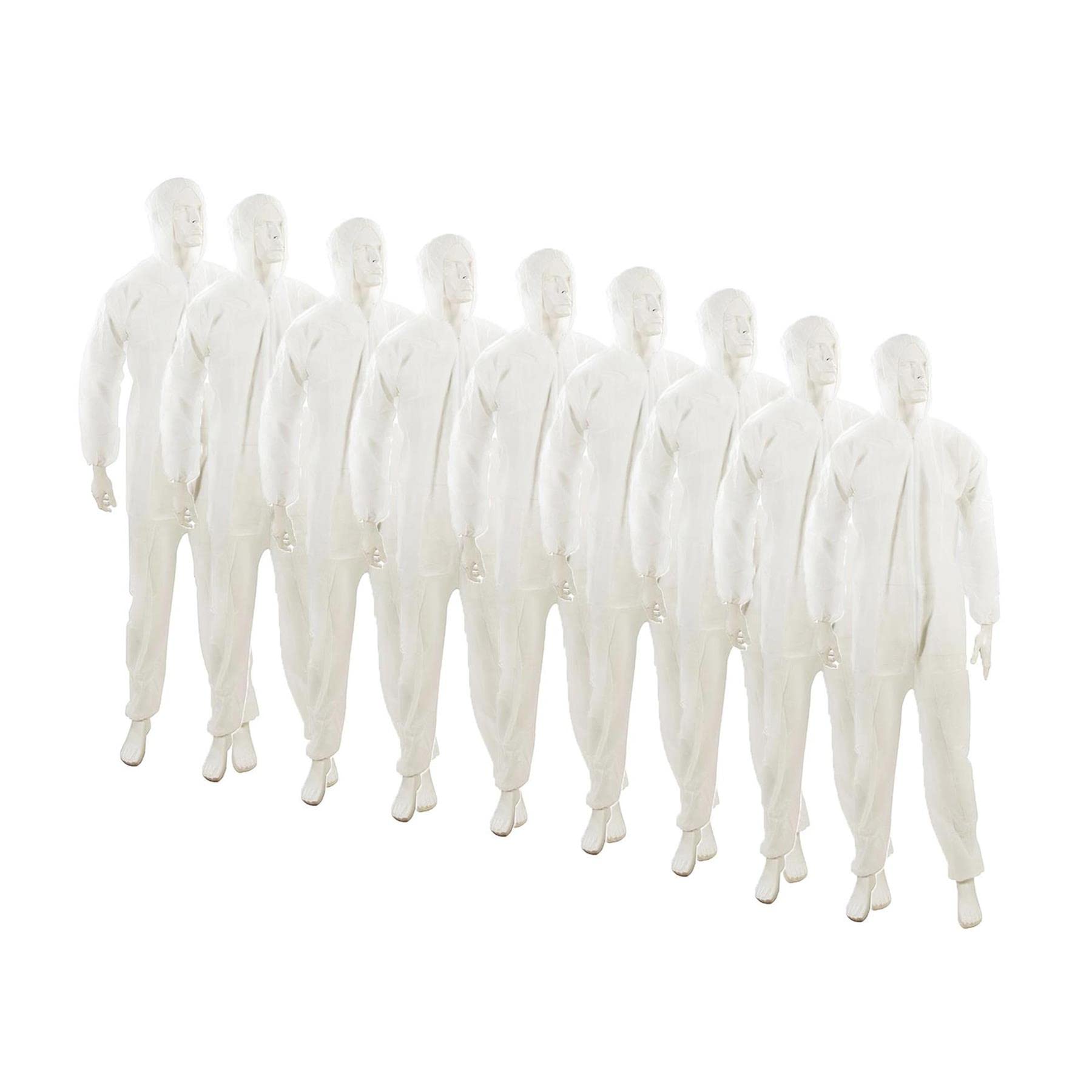 Dapetz Unisex Blanco ® 20 Pack Disposable Coverall Protective Suits Overall Suits With Hood Medium 170Cm 67", Elastic Cuffs, Ankles, And Hood, Zip Front Opening For Painting, Cleaning, Safety Workwear, Men, Women