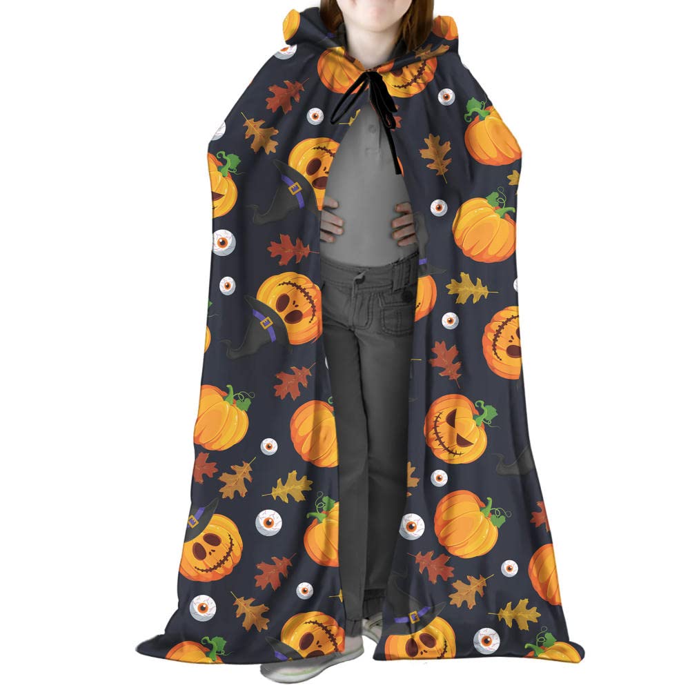 Koc Na Pelerynę Narzuty Na Pelerynę Peleryna Na Pelerynę Z Kapturemhalloweenowa Bluza Z Kapturem Średniej Długości Dla Dzieci Magiczna Dynia Diabeł Horror Płaszcz Flanelowy Szal Płaszcz-U_L