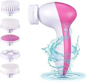 Escova facial de limpeza de rosto escova de limpeza à prova d'água novo estilo 2 velocidades com 5 cabeças de escova escova de beleza facial pincel de limpeza de rosto em uma linda caixa...