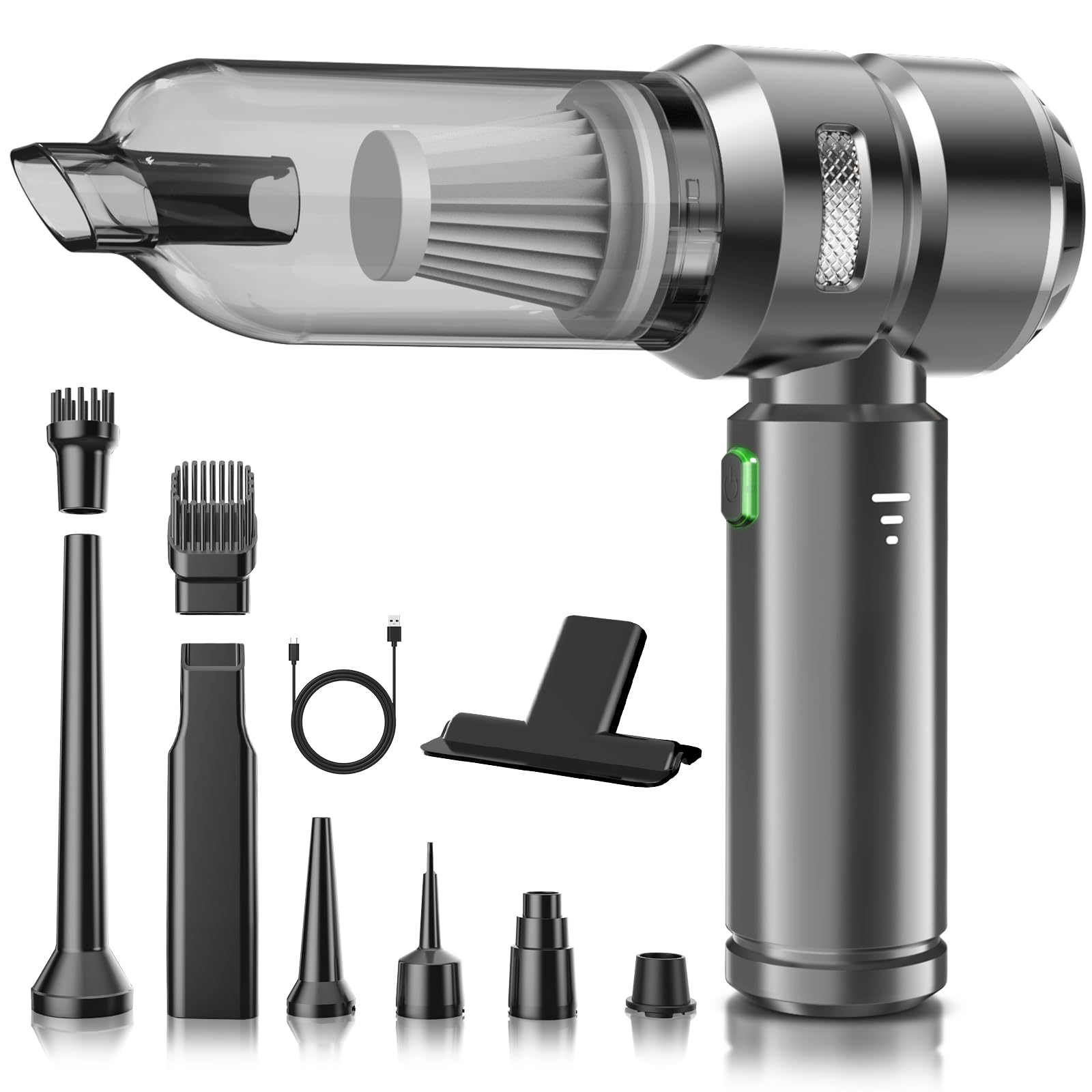 NVKHG Aspirapolvere Portatile Batteria per Aspirapolvere Portatile 22000Pa, 3 Velocità 8000 rpm Elettrico con Motore Senza Spazzole, Mini Aspirapolvere, Aspirapolvere Cordless per Auto per Ufficio Usa