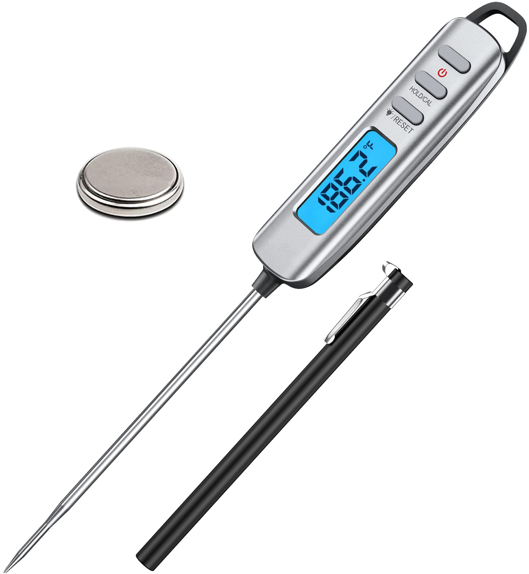 Digital Meat Thermometer, Instant Read Thermometer for Cooking, 4S Response, Auto-Rotating Backlit LCD Display, Cooking Th...