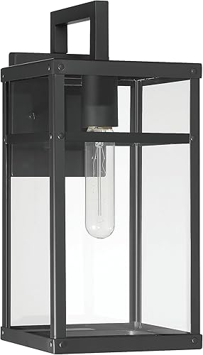 Miniatura 7 de Robert Stevenson Lighting Blake - Lámpara moderna de metal y cristal transparente para exteriores, color negro