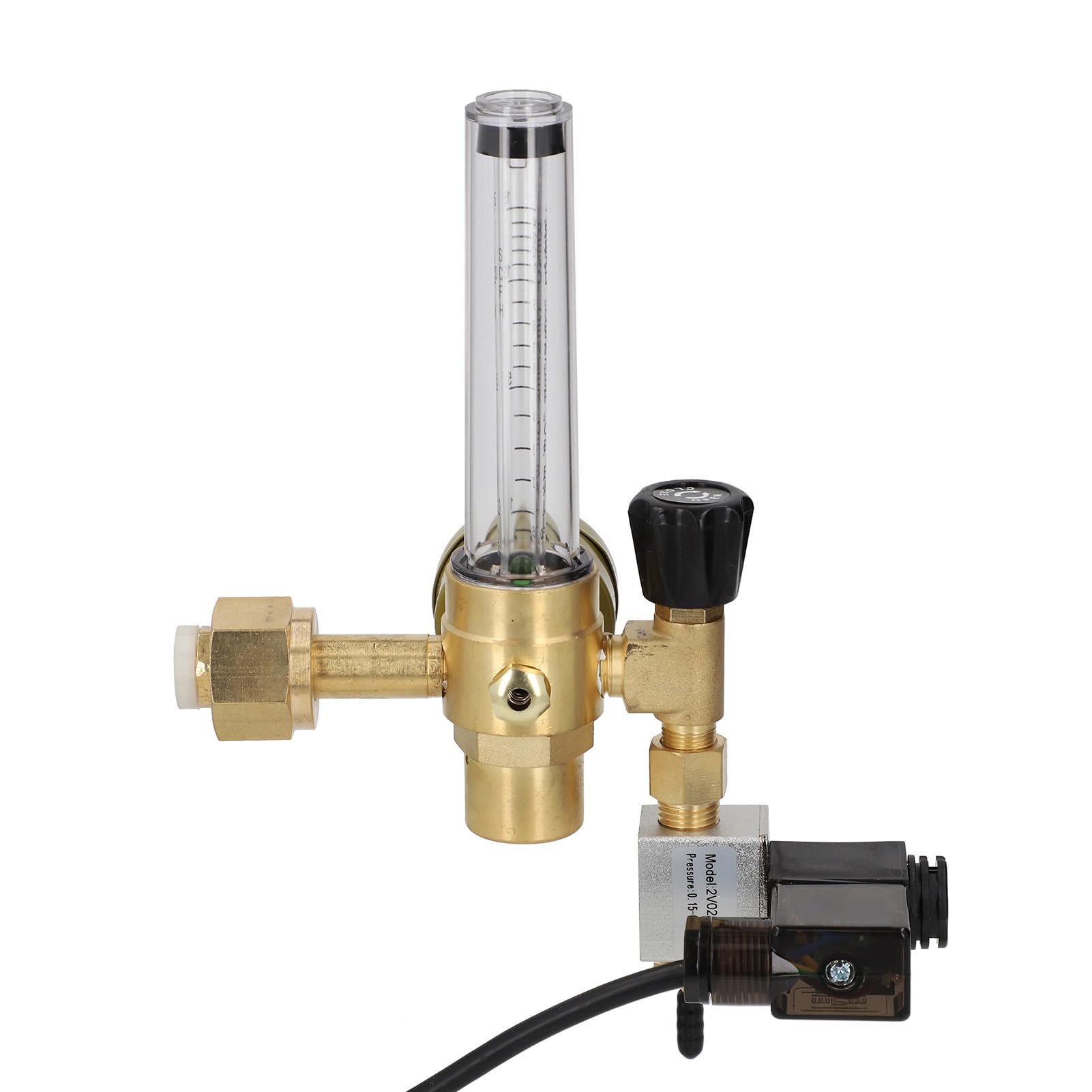 Jeffergarden CO2-Regler mit Magnetventil und Durchflussmesser CGA320 Messing-Einlassgasregler für Indoor-Hydrokultur-Zelte (EU-Stecker 220 V)