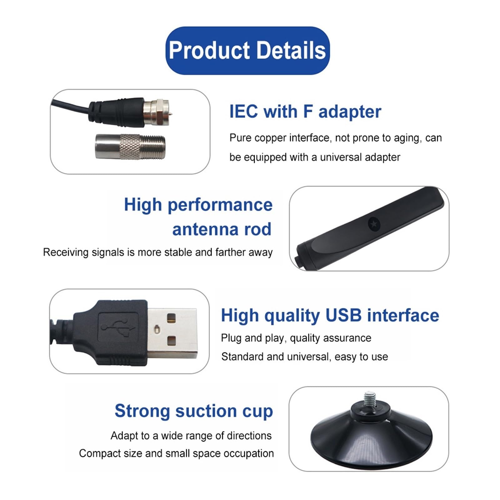 Antenna TV Digitale Con Amplificatore Di Segnale, Ventosa, Portata 50 Miglia, Ad Alto Guadagno, 25 DBi, Plug-in For Esterni E Interni Copertura più ampia