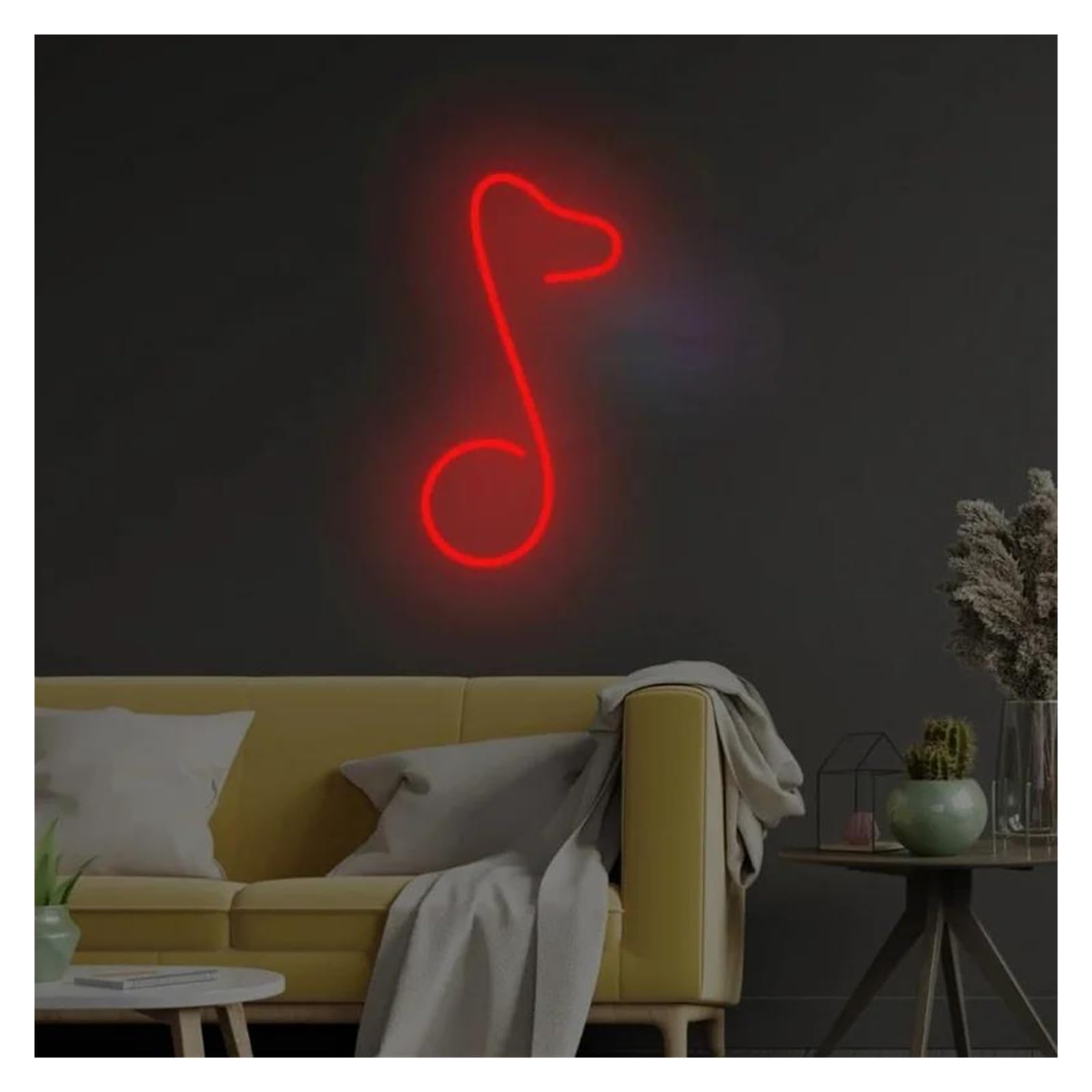 LEMST Signs Lamp Musical Note Neon Sign USB Powered Adjustable Brightness Symbol Neon Lights, for Store Wall Decoration 15cmx25cm(E)
