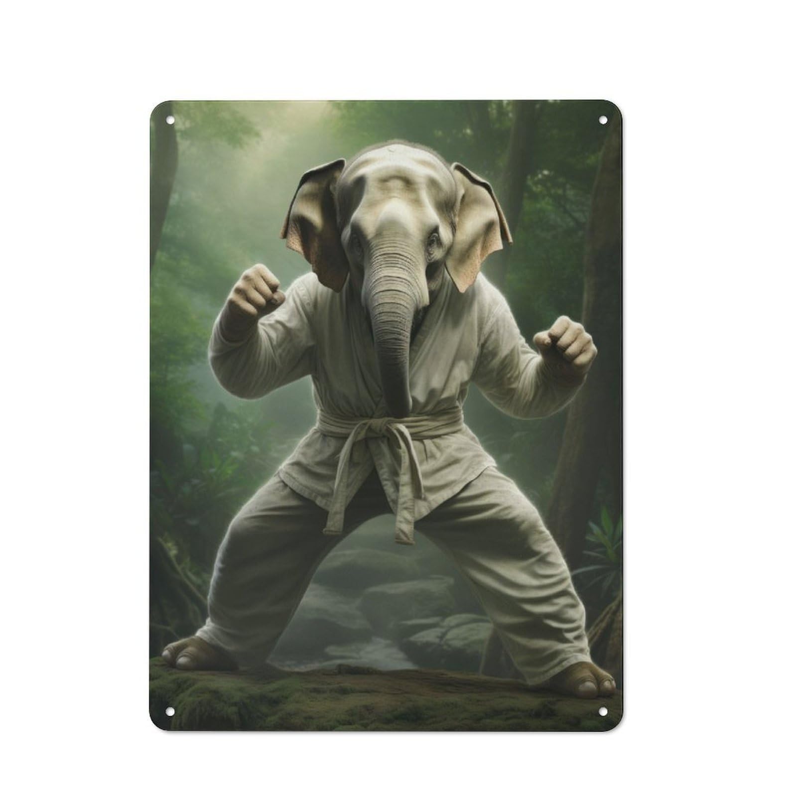 For Lounge Or Reading Corner, Karate Elephant Rustic Tin Sign 40x30cm, for An Autumn Update to Lounge And Reading Corner