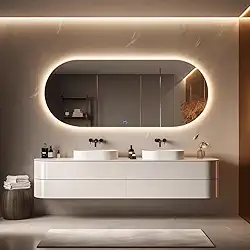 Espelho Solis 90x40cm com LED Touch Bivolt para Banheiro Quarto Penteadeira Moderno Iluminação Decorativa