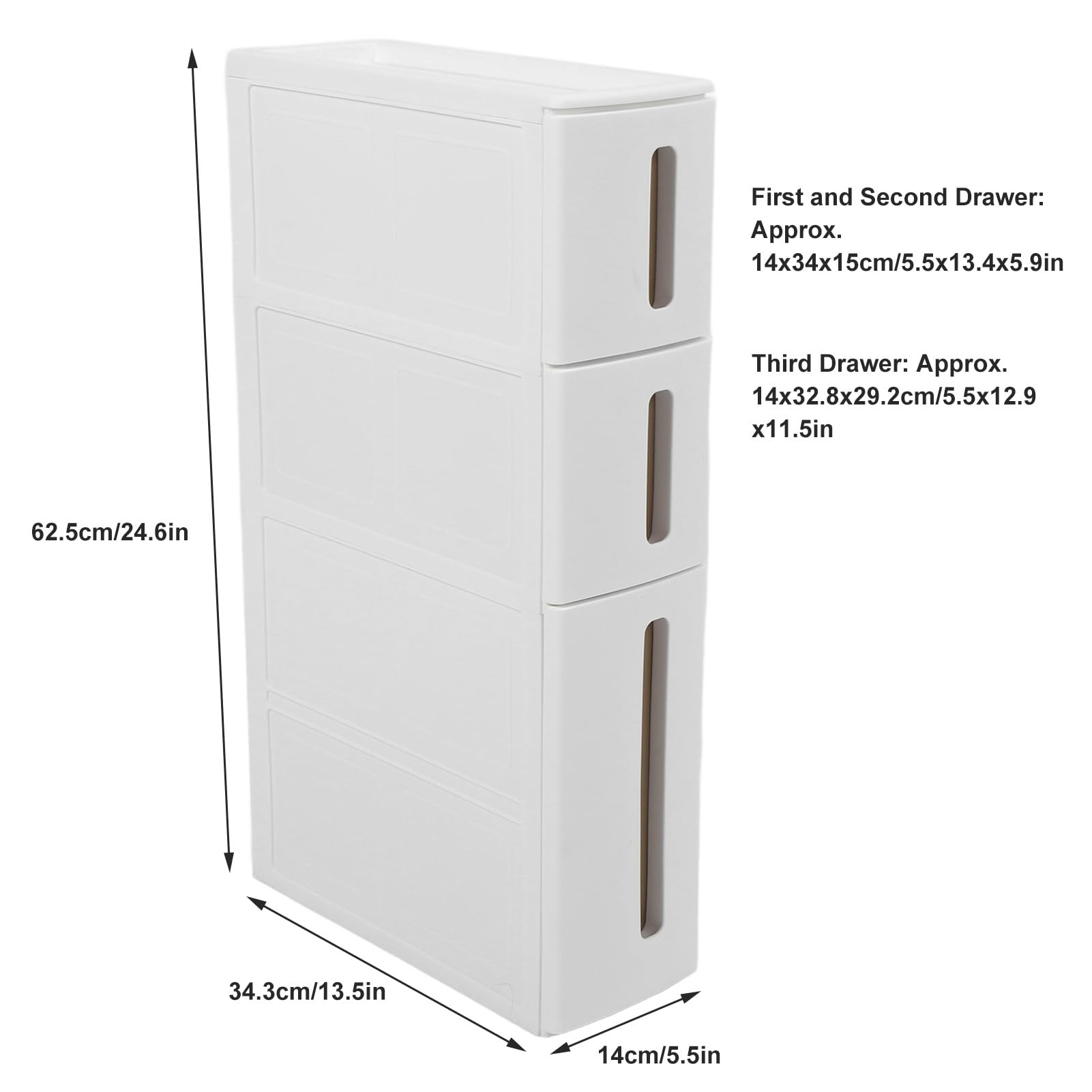 Armoire de Rangement étroite, 5,5 Pouces en PP étroit et Mince, Armoire de Rangement de Salle de Bain avec 3 tiroirs coulissants pour Salon, Cuisine, Toilettes