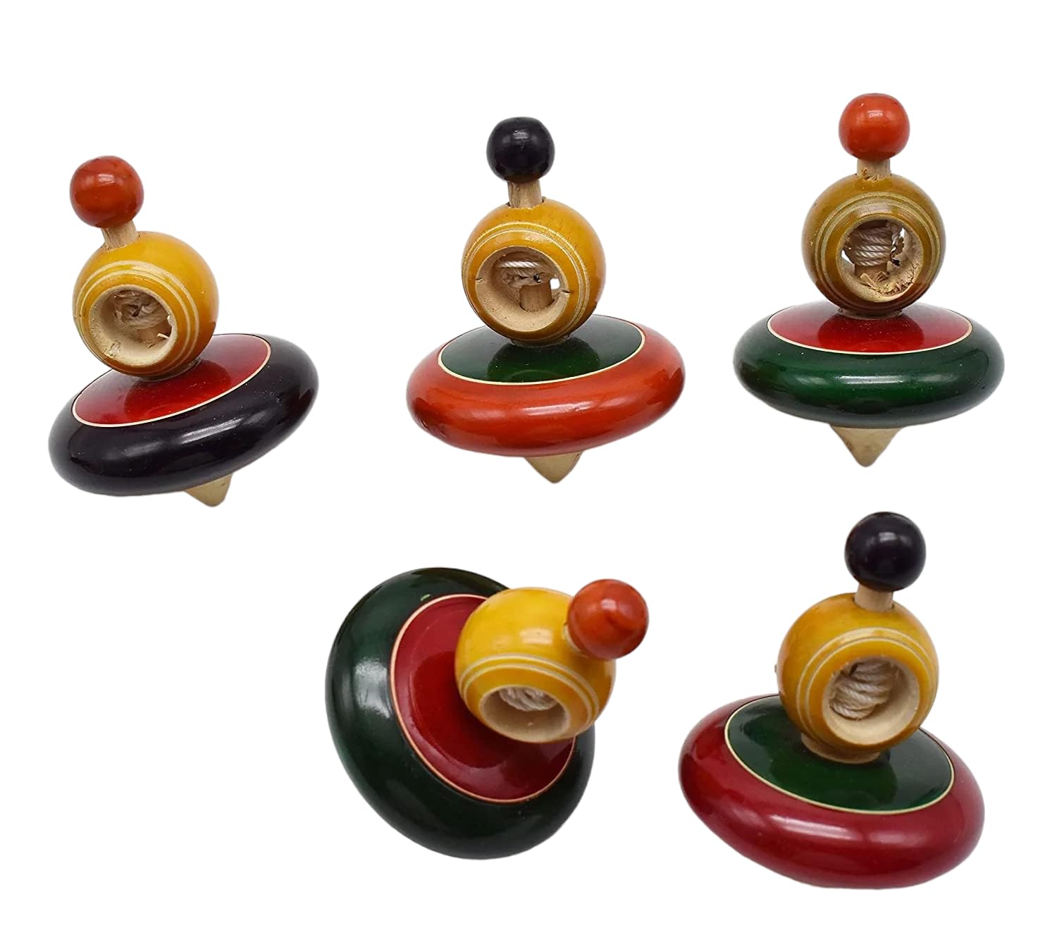 Channapatna Toys Wooden Spinning Tops Lattu for Kids (3 Years+) - Set of 5 Pcs - Multicolor - Curiosity & Fine Motor Skills (B0BR61WS73) Amazon Price History, Amazon Price Tracker