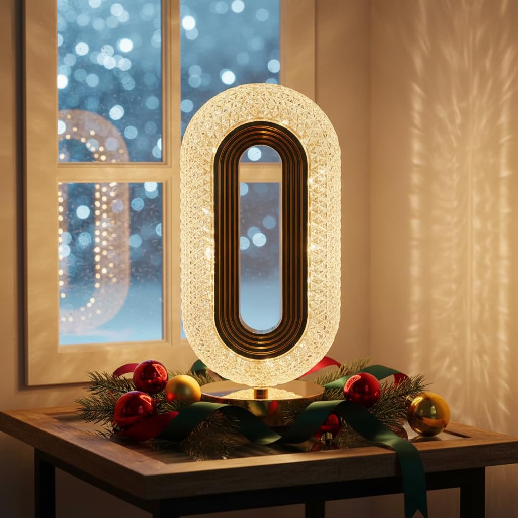 The Flair Store™ Crystal Diamond Table Lamp, Touch Control, 3 Way Dimmable, USB Rechargeable, Night Stand Light for Bedroom, Living Room 3-Modes LED Light (Tall Oval Shape)-image-15