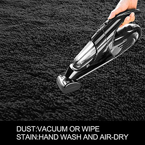 Image of 2x4 feet Soft Runner Rug for Living Room and Bedroom, Modern Indoor Floor Carpet with Non-Slip Backing, Comfortable Decorative Home Decor Rug, Easy Clean & Durable- (Black, Rectangular)