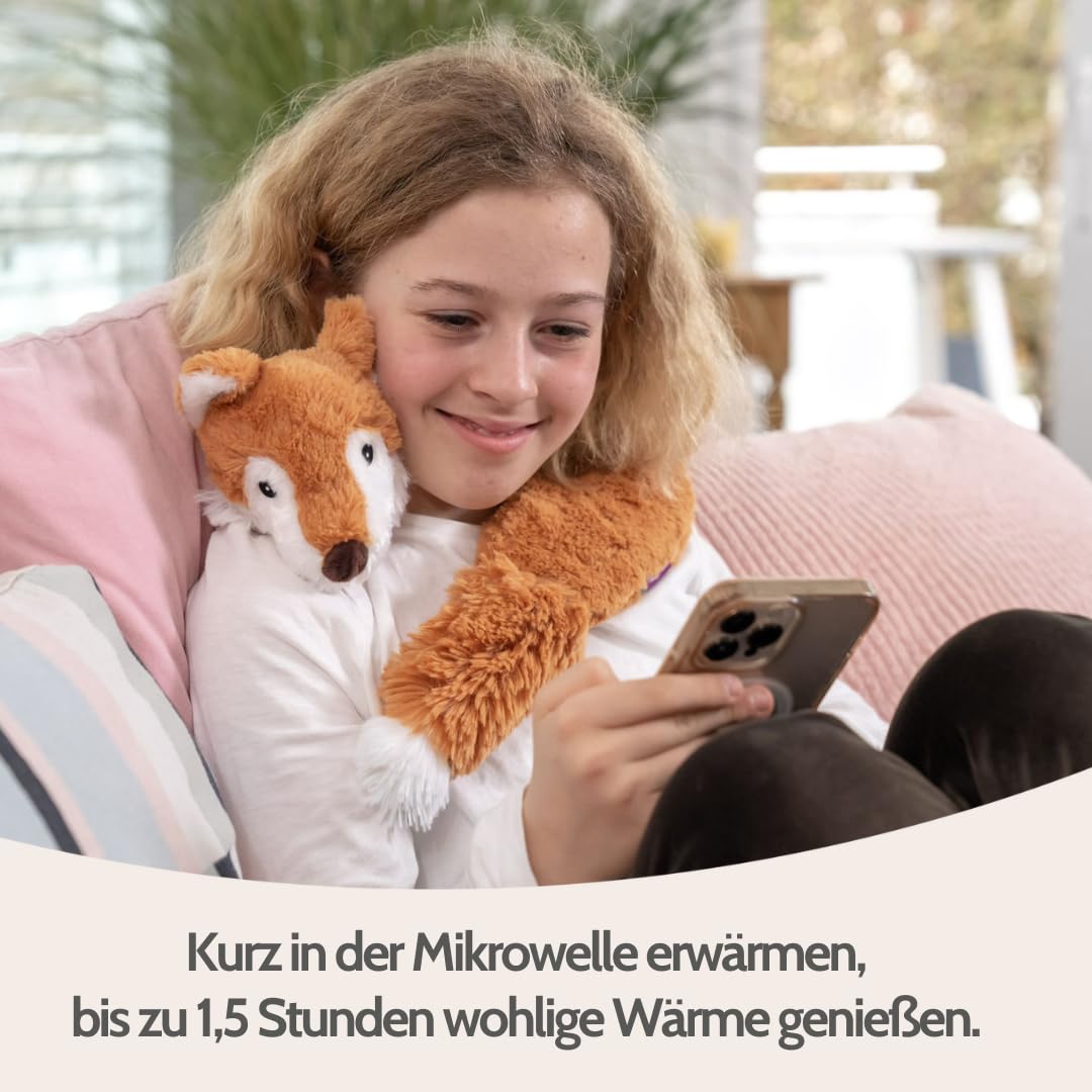 Habibi Plush Coussin de cou Renard Coussin avec chaleur Velcro avec garnissage 100% naturelle millet et de Aroma