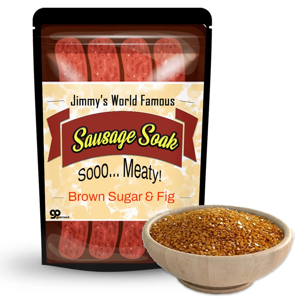 Gears Out Jimmy’s Sausage Soak Bath Salts - Premium Bath Soak for Men - Brown Sugar and Fig Fragrance Shower Gift for Meat Lovers, Funny Stocking Stuffers and Gift Baskets for Dad Boyfriend Husband