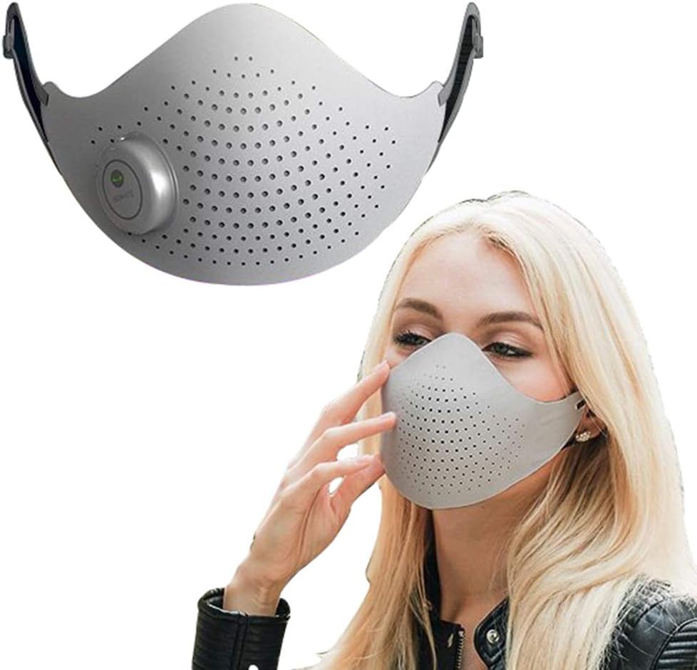 Smart Electric Negative ion Air Face Protector White Anti Dust Breathable Washable Reusable Activated Carbon Filter, Anti-Pollution Facial Shield
