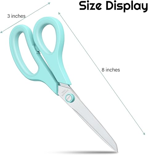 Miniatura 3 de Tijeras multipropósito de 8 pulgadas con cuchillas ultra afiladas, asas de fácil agarre, tijeras de acero inoxidable para suministros de oficina,