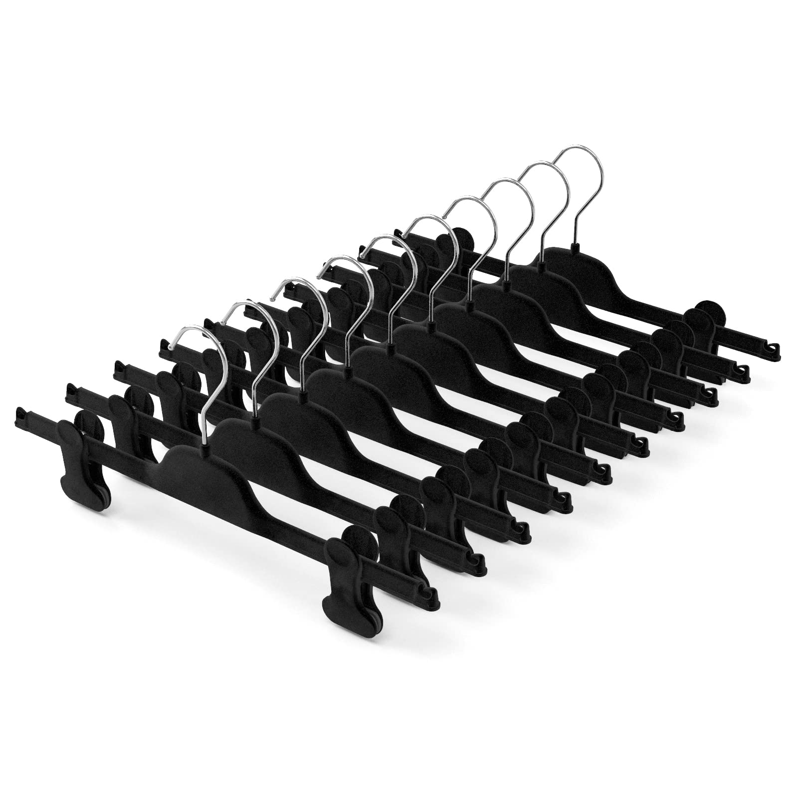 Mainetti Kleiderbügel, platzsparend, aus Velours, rutschfest, für Gonne und Hose CPIPV, mit Flossen, 10 Stück ... 36 cm Velluto Nero Con Gancio Zincato