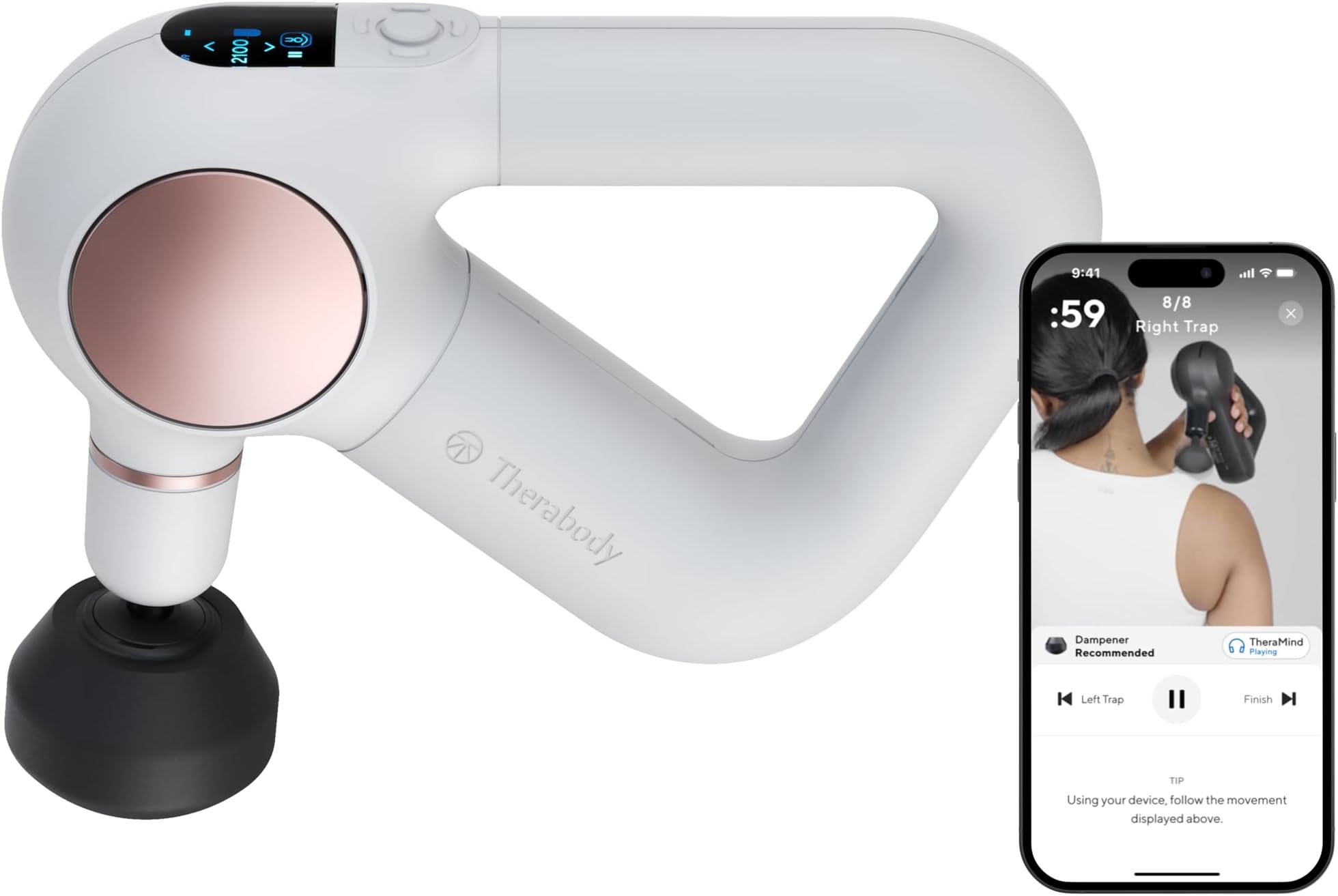 Sense (1st Generation) by Therabody - Relaxing Massage Gun with Built-in Guided Routines for Easy Stress Relief, Tension & Sleep (White)