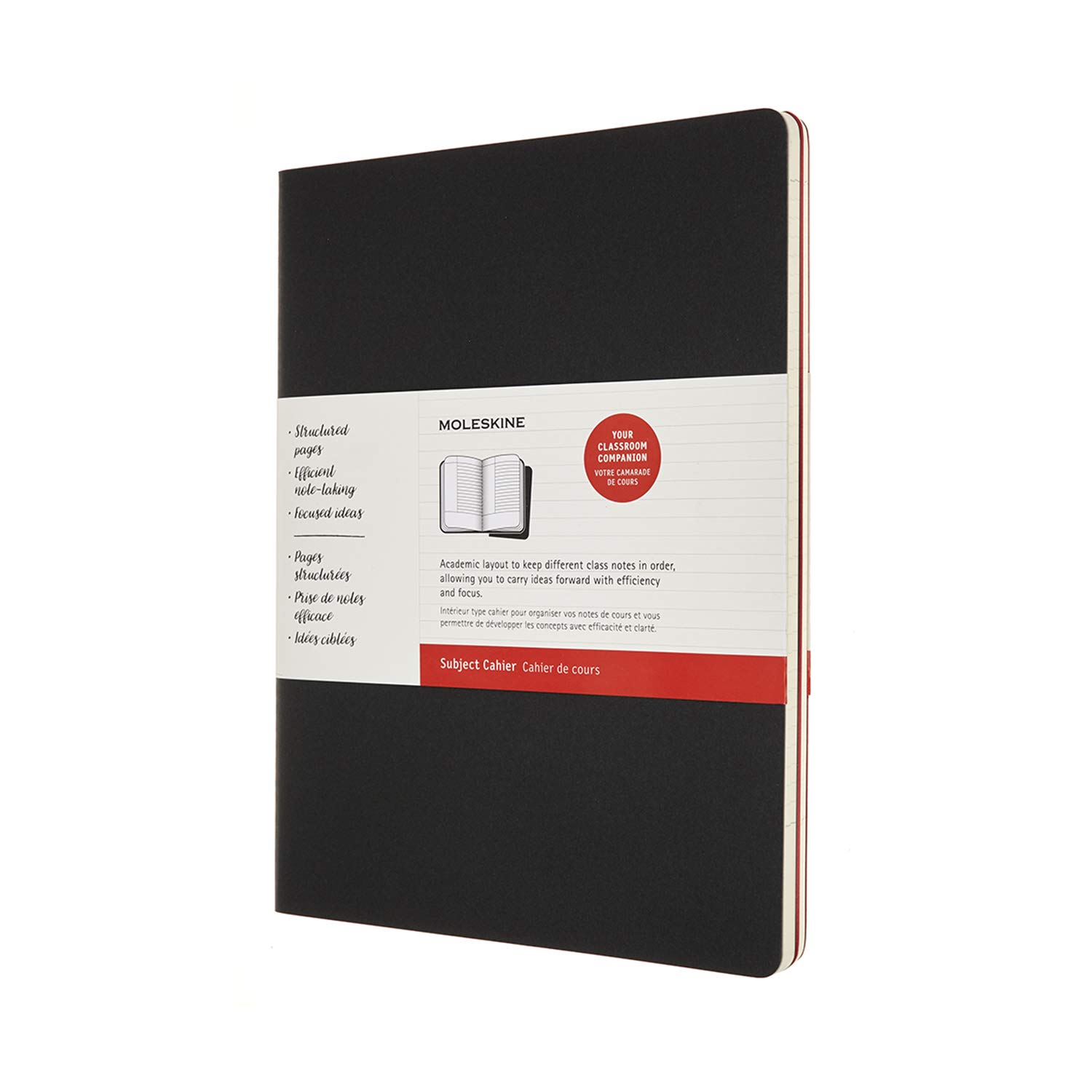 Moleskine Subject Cahier Journal, XXL, Black, Cranberry Red (8.5 x 11)