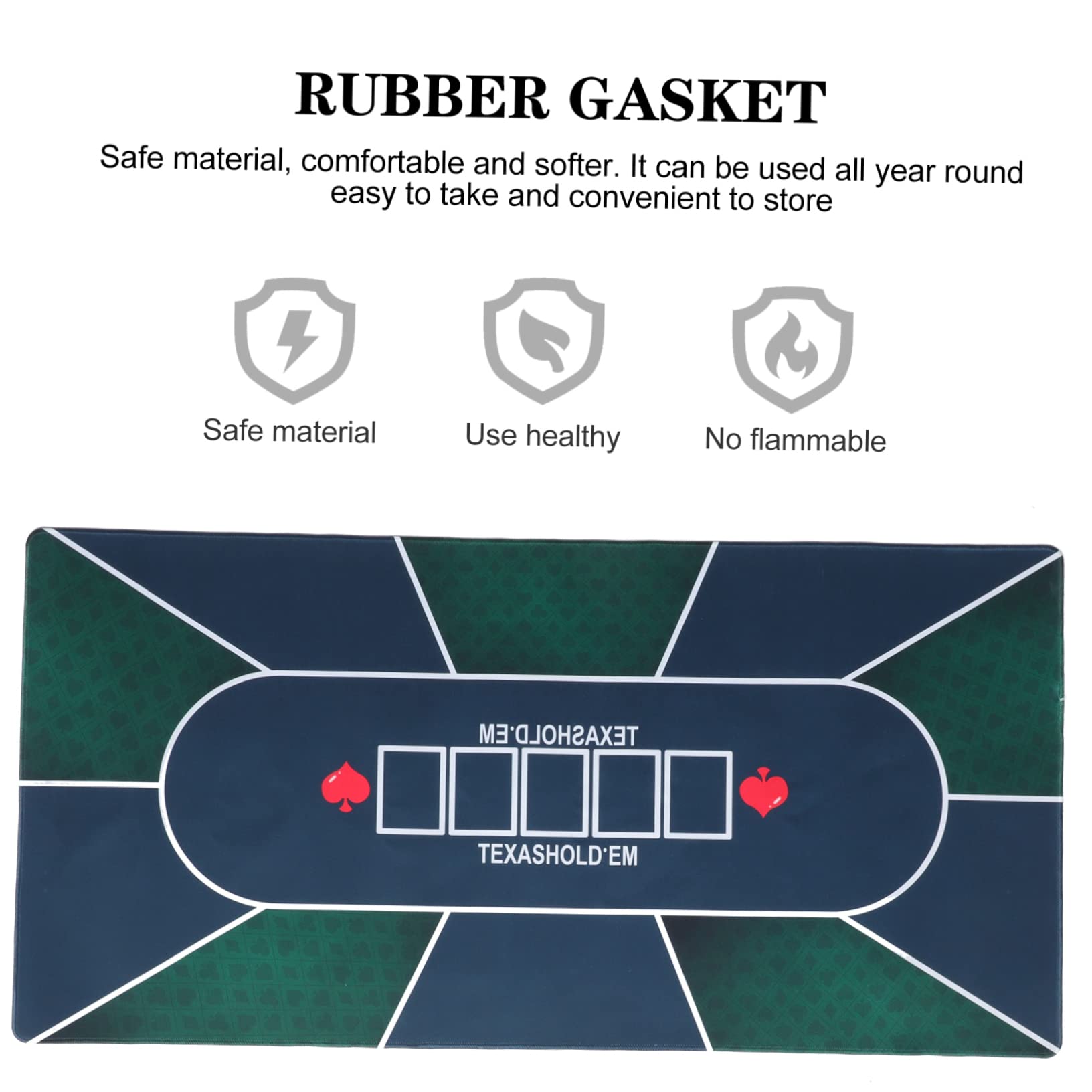 ibasenice Tapis de Poker Texas Hold’em en Caoutchouc, Rectangulaire, Antidérapant, Confortable, pour Jeux de Cartes la Maison Toute L’année