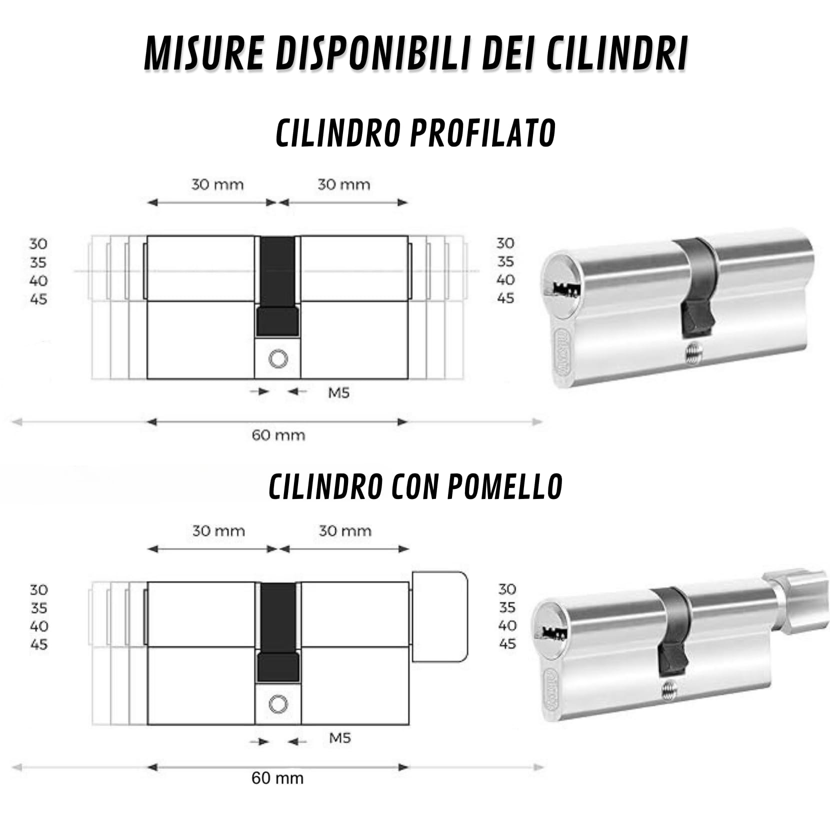 Set 12 Pezzi Cilindro per Serrature 40/40mm, Cilindro a Doppia Serratura, Viti e Chiavi Incluse, Montabile Facilmente, Serratura per Porte e Garage, Anti-perforazione, Chiave Unica, Lunghezza 80mm