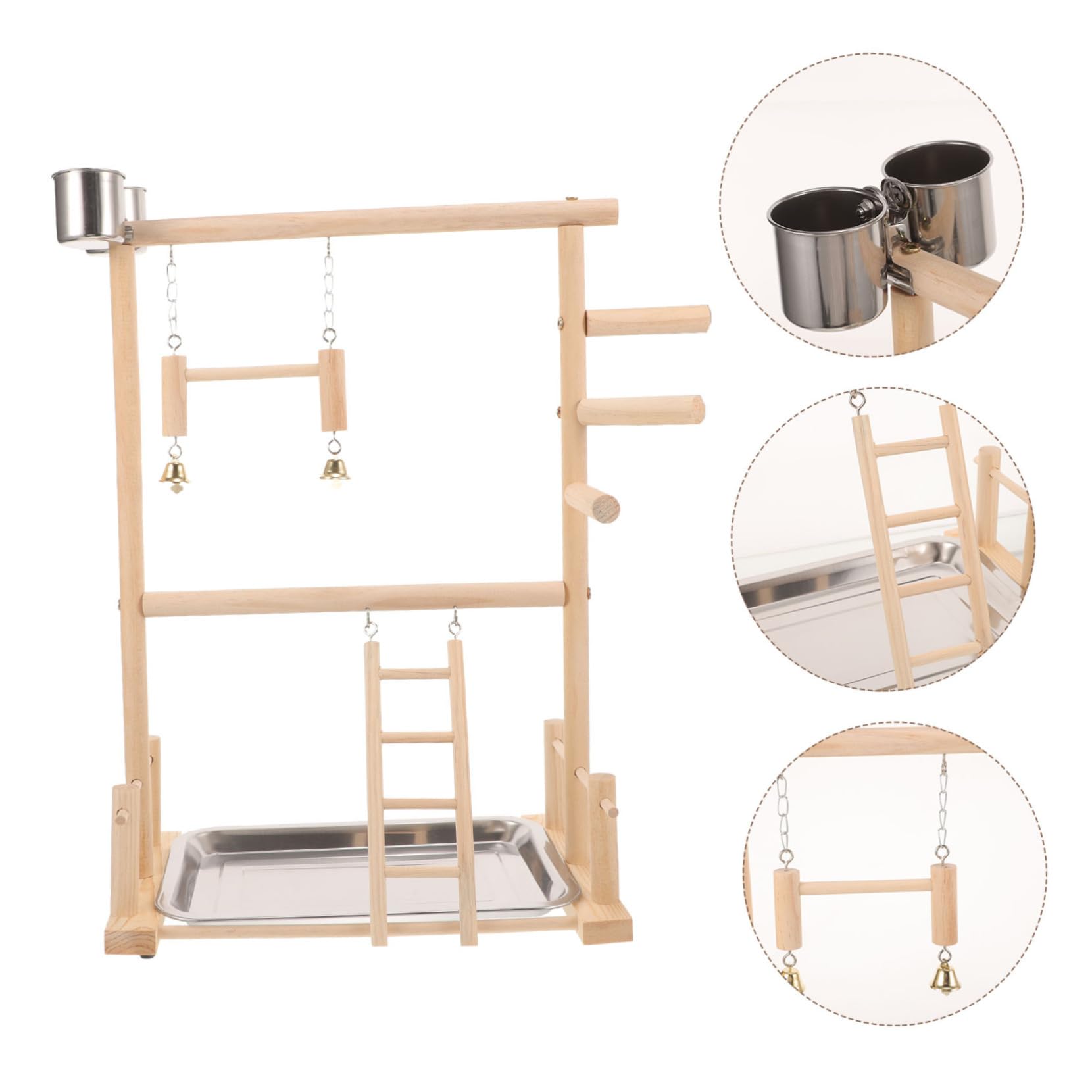DOITOOL 1juego Soporte De Perch para Aves De Madera Área para Periquitos y Cacatúas De Juguetes para Escalera y Columpio