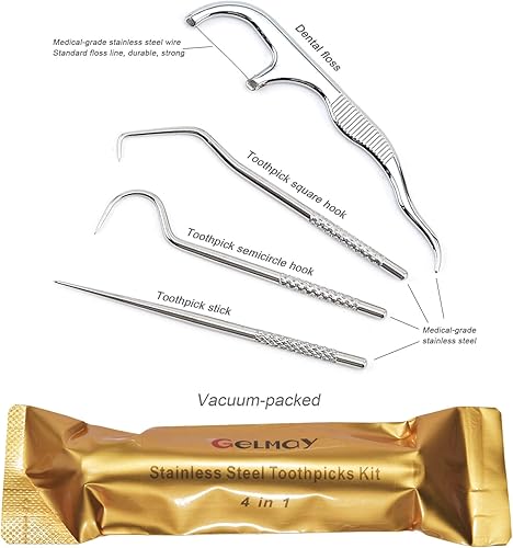 Miniatura 5 de Juego de bolsillo de palillos de dientes portátiles, púas de hilo dental, hilo dental reutilizable, recogedor de dientes de viaje, hilo dental para