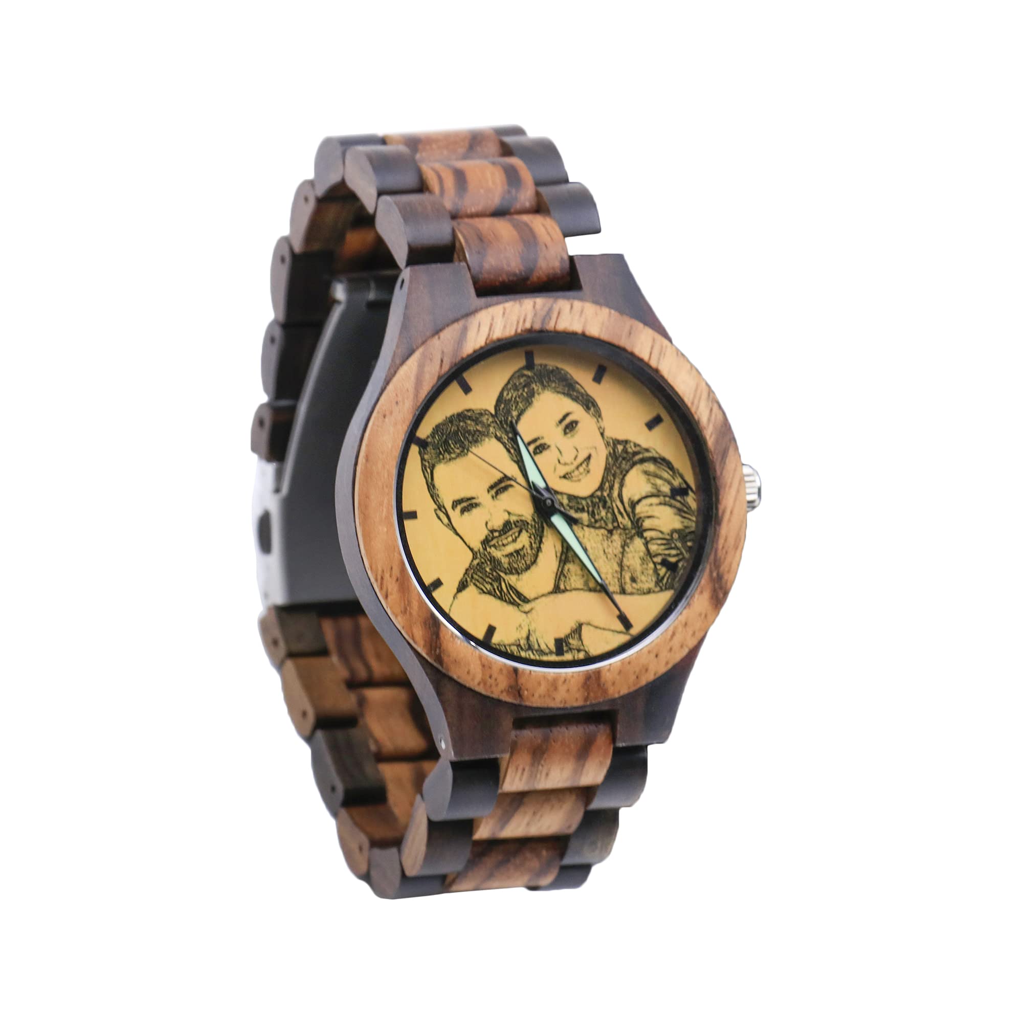 Montre en Bois pour Homme avec Photo Montre Photo De Père Personnalisée avec Texte Montre De Poche Personnalisée avec Cadre Photo Cadeau De Photo De Fête des Pères pour Papa Mari