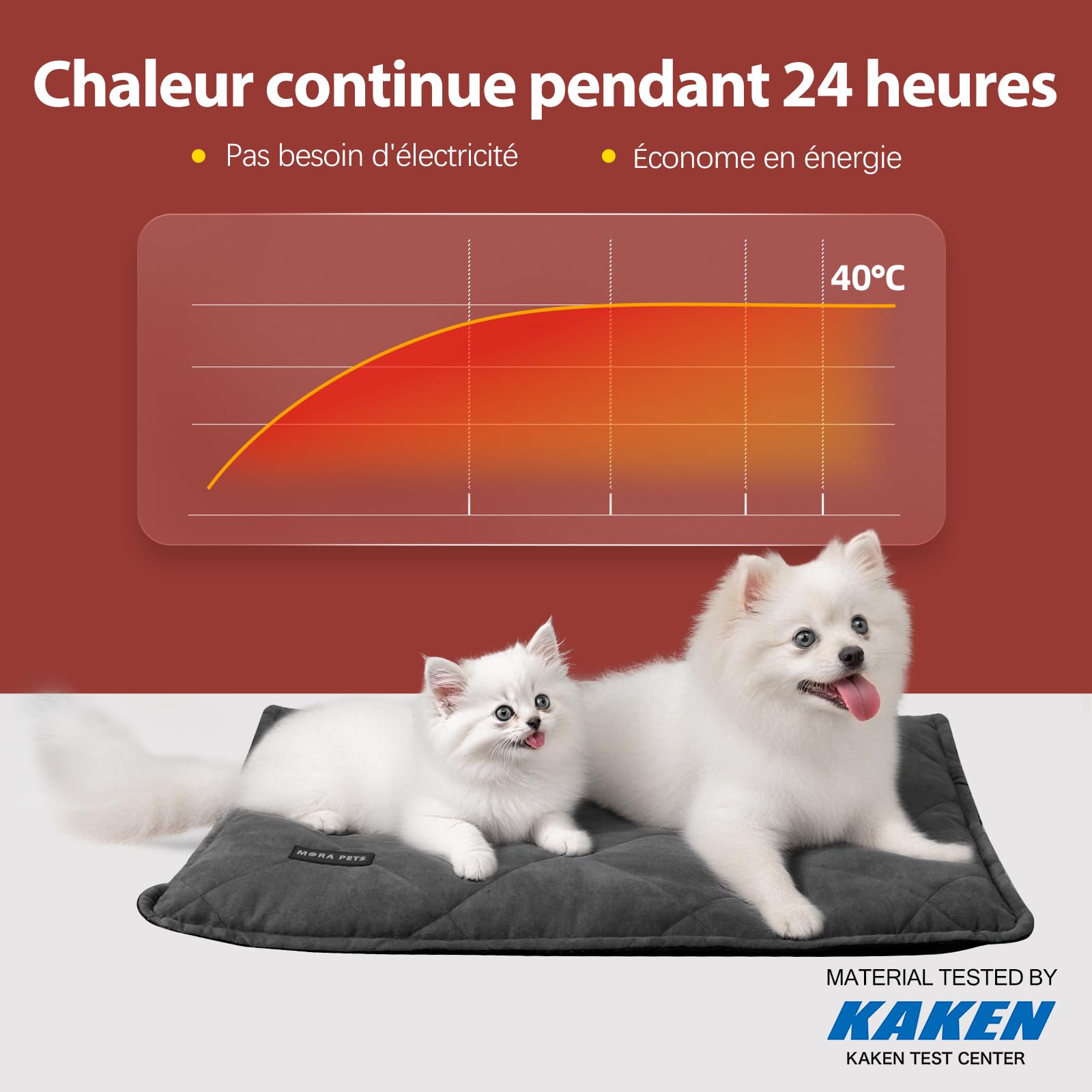 Mora Pets Coussin Auto Chauffant pour Chat et Chiens - Tapis Thermique sans Électricité, Lavable, 60 x 46 cm