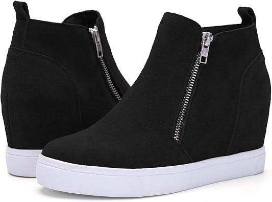 Athlefit Womens Wedge Sneakers Hidden Heel Platform Wedge Booties Hidden Wedgie Sneakers