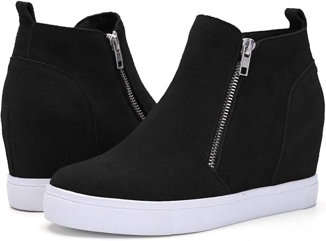 Athlefit Women's Wedge Sneakers Hidden Heel Platform Wedge Booties Hidden Wedgie Sneakers